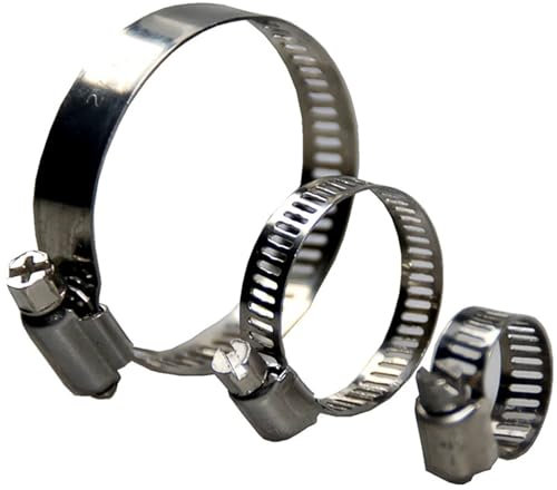 WKEWANG 10pcs Stainless Steel Adjustable Drive Hose Clamp Fuel Line Worm Size Clip Hoop Hose Clamp(33-57mm)