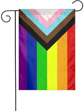 Progress Gay Pride Lesbian Rainbow Gartenflagge, 30,5 x 45,7 cm, doppelseitige Outdoor-Flaggen, Willkommensbanner, Feiertagsflagge für Party, Hof tion