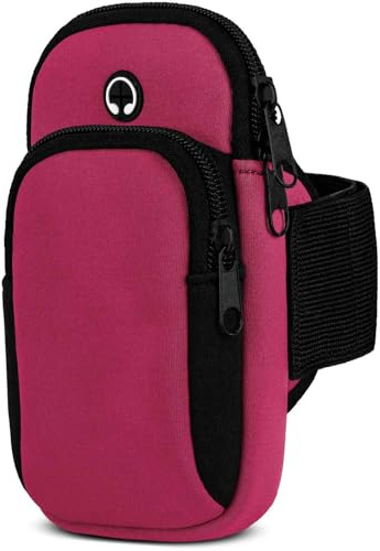 moex Handytasche Joggen für Google Pixel 9a Sportarmband Handy aus Neopren, Handyhalterung Arm zum Laufen Sport Armband, Laufarmband mit 2 Fächern, Lauftasche Jogging - Pink