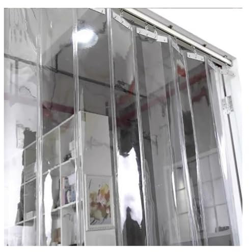 Tenda a Strisce per Porta, per Garage, Industriale, in PVC Trasparente, Lisce, Impermeabili, sospese, scorrevoli, Pieghevoli, Facile da installare (135x220 cm)