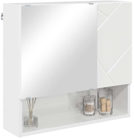 vidaXL Mirror Cabinet High Gloss White 59 x 17 x 55 cm Engineered Wood