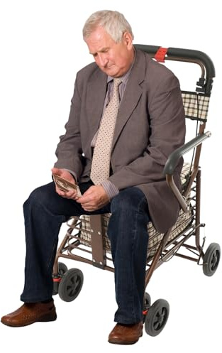 Multifunktionale Gehhilfe mit Sitz und Rädern, ergonomischer Griff, tragbare Gehhilfe für ältere Menschen