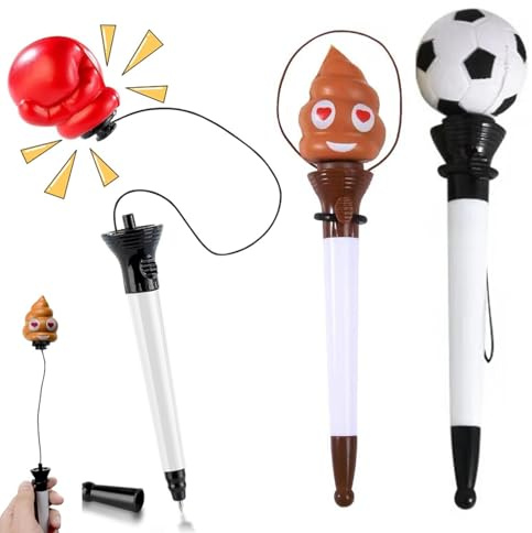 3 Stück Lustige Kugelschreiber, Personalisiert Kugelschreiber mit Kette, Gel Stifte, Coole Geschenke für Jungs Erwachsene, Weihnachtsgeschenke für Mitarbeiter, Einzigartig Ostergeschenk für- Kinder
