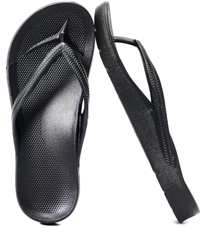 VIVASUN Infradito Uomo Donna con Supporto Plantare, Flip Flop Antiscivolo per Piscina e Spiaggia, Ciabatte Estive Comode e Leggere,Nero
