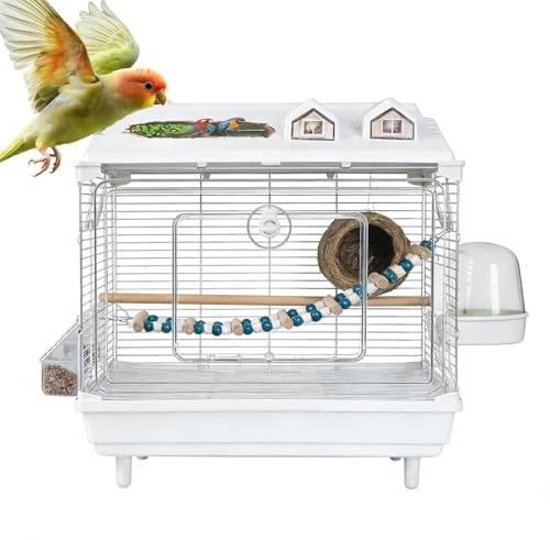 Vogelkäfig - Tragbarer Transparenter Vogelheim Für Wellensittiche - Sittich Voliere Mit Holzstange,Für Finken, Unzertrennliche, Aras, Sittiche, Innenbereich