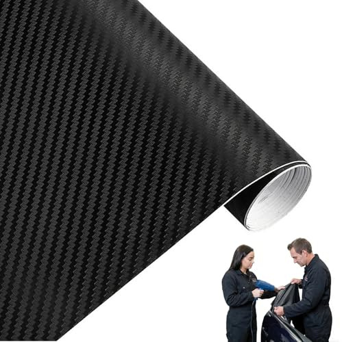 3D Vinilo de Fibra de Carbono Envoltura Adhesiva para Coche - 1520 x 300 mm - Negro - Efecto Texturizado 3D - Uso Interior y Exterior - Resistente al Agua y a los Rayos UV