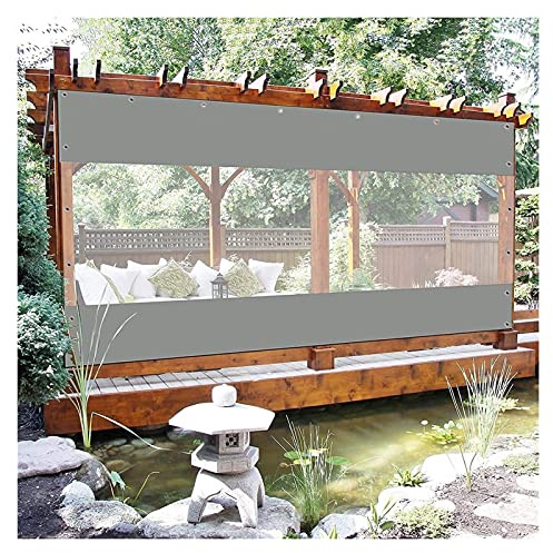 Rideau de pergola en PVC transparent pour terrasse, protection contre le froid, pare-brise avec œillets 650 g/㎡ pour extérieur, jardin, ferme