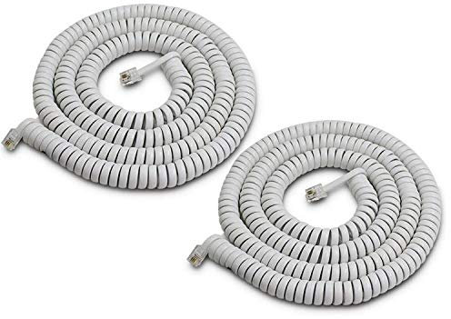 SHONCO Telefonkabel, 7m 2pack Weißes Telefon Spiralkabel,4p4c Gewickelte LäNge 0.45m bis 4m Abgewickeltes Festnetz-TelefonhöRer-Kabel Rj9