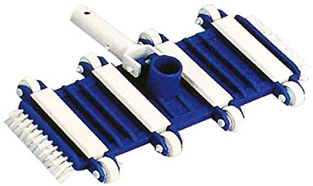 Carro limpiafondos 6195 para piscina flexible 8 ruedas conexión para manguera D.38. Conexión para pértiga con clip.