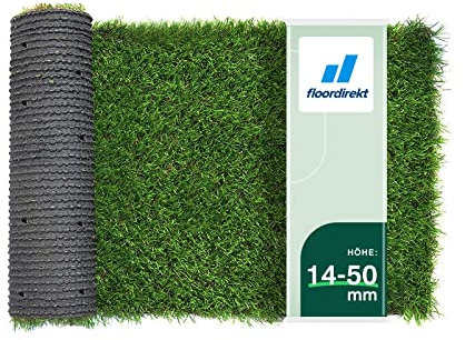Floordirekt - Césped Artificial 1x2 Metros 2 = m² Rollo 40 mm, Altura (Nantes) Moqueta para exterior y interior; balcón, terraza, jardín, piscinas y patios, alfombra de hierba para mascotas o niños