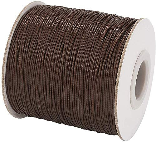 Cheriswelry, Cordoncino in cotone cerato, filo per perline con rocchetto, per la creazione di gioielli e macramè, 91,4 metri, 1,5 mm, colore marrone (Saddle Brown)