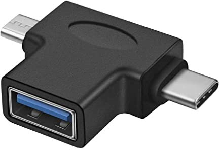 PremiumCord Adaptateur USB 3.0 vers USB-C + Micro USB B Femelle vers mâle USB 3.0 Type A Femelle USB 3.1 Type C mâle Noir