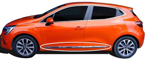 mne parts Pour Renault Clio V 2019 + 4 pièces chromées Protection de porte latérale Streamer 4 portes en acier inoxydable