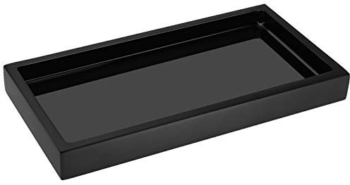 Emibele Plateau Bijoux en Résine, Plaque Bijoux Marbre Rectangulaire, Coffret Organisateur Rangement Assiette pour Bijoux Bague Collier Salle de Bain, Plateau Décoratif Style Nordique, Noir