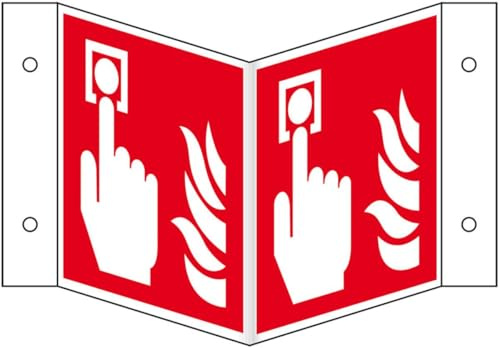 KSIGN Brandschutz-Nasenschild Brandmelder, Kunststoff, 200x200mm, ASR A1.3, DIN EN ISO 7010 F005