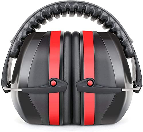 YANKUIRUI Ear Defenders Muffs Noise Reduction SNR 36dB Safety Ear Protectors Provide Hearing Protection For Shooting,Construction,Yard Work,Machinery Work Mowing (Style2(Red))