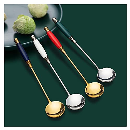 jbshop Tablespoons Ceramic Short-handled Dessert Spoon Vintage Coffee Spoon Creative Stainless Steel for Ice Cream Spoon Dessert Spoons for Home Party Dessert Coffee Spoons