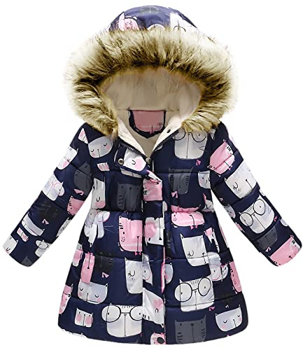 amropi Manteau Enfant Fille À Fleurs Veste à Capuche Fourrure Chaud Hiver Vêtement pour 2-10 Ans