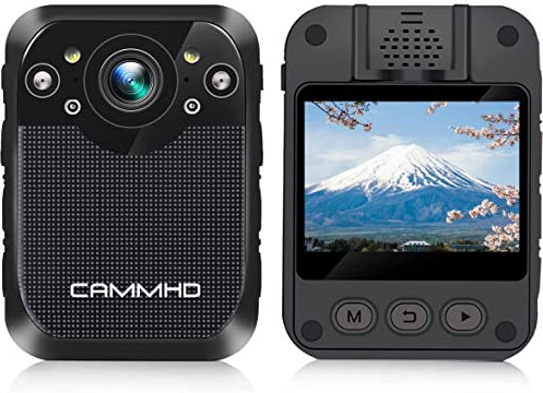 CAMMHD Bodycam Körperkamera Nachtsicht Loop-Aufnahme 1296p Polizeikamera Bewegungserkennung 5-8 Stunden (D1-64G)