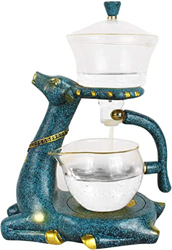 Juego de té de cristal resistente al calor, con cubierta magnética para la circulación del agua, tetera semiautomática, tetera perezosa, taza de té Kung Fu, antigoteo