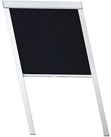 Lospitch Dachfenster Verdunkelungsrollo Schwarz Thermo-Rollo, 100% Verdunkelung, Silberne Seitenschienen, kompatibel mit Fenster Systeme Dachfenster GGL, GPU, GTU, GXU, GHU(97.3x116cm, S08)
