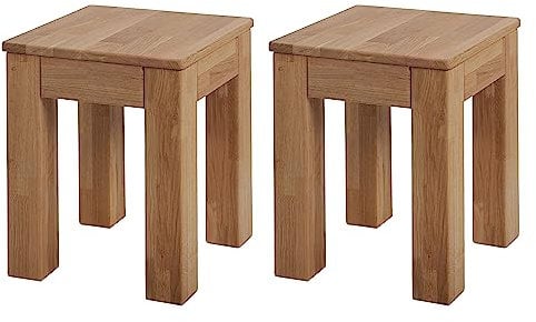 Krok Wood 2X Hocker aus Massivholz 35x35x45 cm (Bonn Eiche)