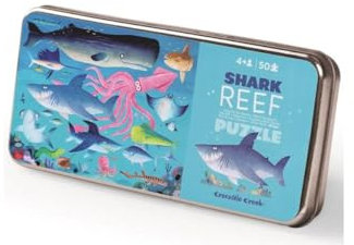 Crocodile Creek 3843001 50 pcs Tin Shark Reef Puzzles, bunt, único