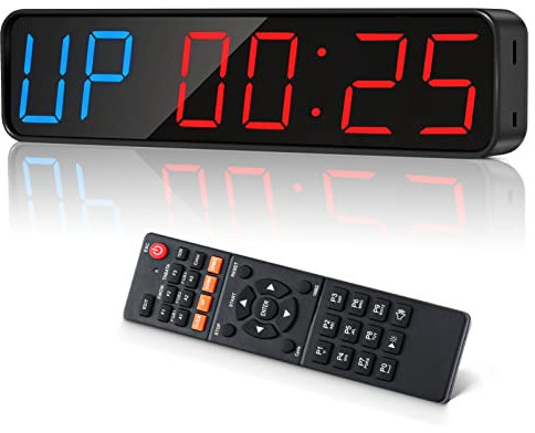 Jhering Minuteur de Gym, Portable, minuteur d'intervalle avec Batterie Rechargeable, Grand écran numérique Anti-Vertige, Horloge d'entraînement améliorée pour la Salle de Sport à Domicile