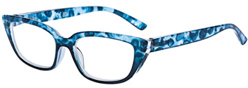 DOOViC Blue Light Blocking Computer Reading Glasses Small Cat Eye Ocean Blue Readers Eyeglasses/Eyewear for Women 1.0