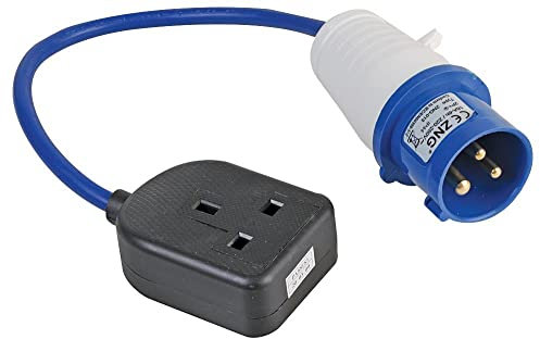 PRO ELEC 16A Mains Socket to CEE Plug Converter, 230V, Blue, 350mm