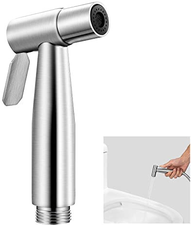 Bidet Handbrause, Edelstahl WC Duschkopf, Toiletten Sprühkopf, WC Sprühpistolendüse, Hand Bidet Sprayer für Reinigung von Toiletten, Badezimmern, Haustieren und Körperpflege, Silbe