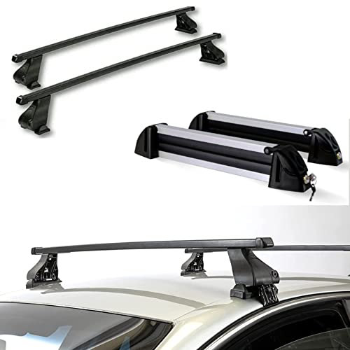 Barre portatutto + Portasci 4 paia di scii o 2 snowboard per FIAT TIPO (5 porte) dal 1988 al 1995 con tetto standard