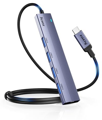 Aceele Hub USB C vers 4 Ports USB 3.0 avec câble étendu de 2ft, 5Gbps Adaptateur USB C Hub Multiports USB Compatible avec MacBook Pro Air 2023 M2 M1 iPad Pro Air Surface Pro 9 8 Galaxy Tab S8 S23 S22