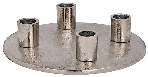 EGLO LIVING Kerzenhalter Jellicoe, eleganter Kerzenständer für 4 Stabkerzen, runder Stabkerzenhalter aus Metall in Nickel, Tischdeko Weihnachten, Ø 20 cm