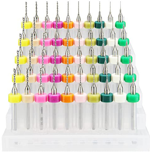 50 pcs PCB Drill bit Set, Carbide Micro Drill bit,1/8 Shank Spiral Groove，0.3mm-1.2mm (5 Pieces Each) Micro Drill bit Set, Mini Drill bits, Small Drill bits,Micro Drill bits.JTEYINH