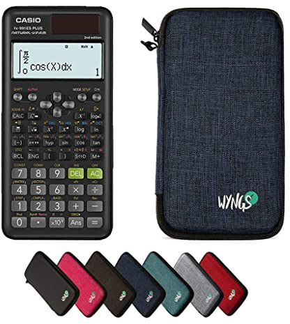 Casio fx-991ES Plus 2nd Edition inkl. WYNGS Schutztasche Blau - Wissenschaftlicher Taschenrechner - Basic Set