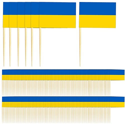 Bemvp Mini Ukraine Zahnstocher Flag 100pcs Cupcake Topper Kleine Papierflaggen Lebensmittelfruchtfest Zum Kennzeichnungsgeburtstag Vorspeisen Zubehör