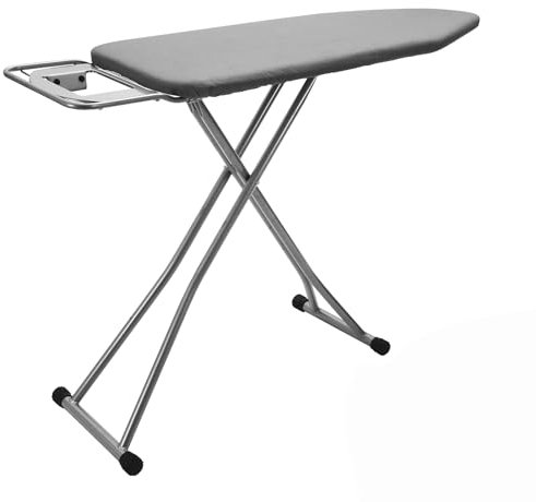 Rainberg 122 x 38cm Folding Ironing Board with Jumbo Iron Rest, Adjustable Height Up To 93cm, Foldable & Collapsible Ironing Table (Grey)