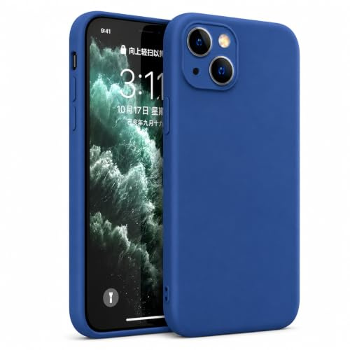 ameego Premium Liquid Silicone Case Compatible with iPhone 14, Soft Microfibre Lining, Shockproof Protective Cover, Wireless Charging Compatible (Blue)