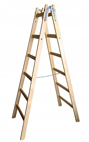 Malerleiter Holz Doppelstufenleiter Stehleiter Holzleiter Leiter 6 Sprossen 2x6