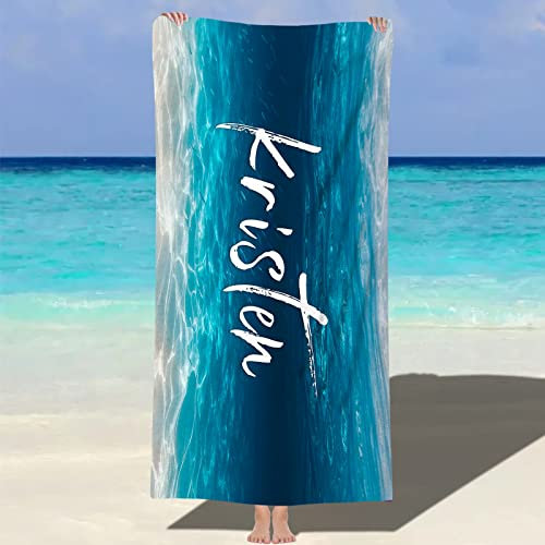 NIBESSER Personalisiertes Strandtuch mit Namen ohne Sand Schnell TrocknendesHandtuch Klein und leicht Mikrofaser Badetuch Personalisierte Geschenke für den Strand, Reise, Schwimmen 76x152cm