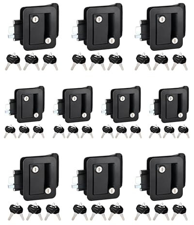 TrampgiK Engineer Türschloss für Wohnmobile, Kunststoff, Schwarz, 10 Stück