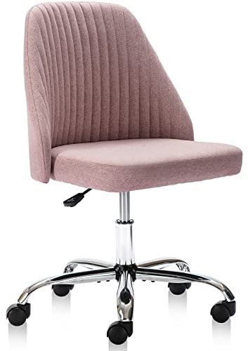 DUMOS Bürostuhl, niedlicher Schreibtischstuhl, moderner Stoff, Heimbüro, Schreibtischstühle mit Rollen, mittlere Rückenlehne, armlos, Drehstuhl für kleine Räume, Wohnzimmer, Make-up, Studieren