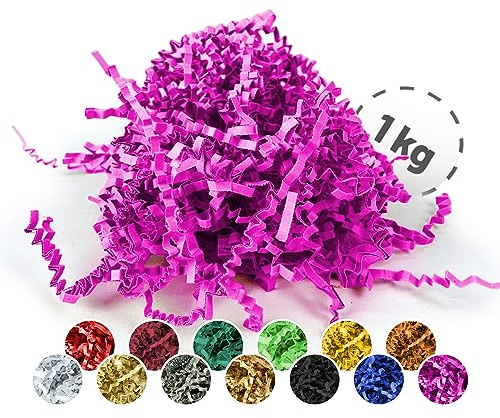 Verpackungswelt Füllmaterial 1 kg | Geschreddertes Papier für Geschenkboxen & Pakete | Made in Germany | Dekoration & Schutz | Verpackungsmaterial & Zubehör zum Geschenke einpacken | Pink