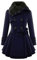EFOFEI Damen Herbst Frauen Warm Schlank Mantel Mode Kunstpelz Revers Zweireiher Jacke Parka Mantel Lange Wollmischung Trenchcoat Jacke Winter Outwear Blau L