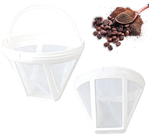 Kaffeefilter Wiederverwendbar 2 Stück Kunststoff Dauerfilter Kaffee größe 4 Weiß Kegelförmig Trichter mit Griff für Kaffeekanne Kaffeemaschine