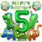 Dino Geburtstag Deko Set 5 Jahre Dino Deko Kindergeburtstag XXL Dinosaurier Kindergeburtstag Deko Dinosaurier Luftballon mit Happy Birthday Girlande für Geburtstag Dekoration Jungen