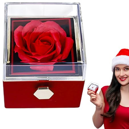 Niktule Rosen Ring Box,Rote Schmuckschatulle,schmuck geschenkbox,schmuck Geschenk Box,ringschachtel,Schmuckkästchen,Echte rote Blumenbox für Hochzeit,Weihnachten,Valentinstag,Muttertag