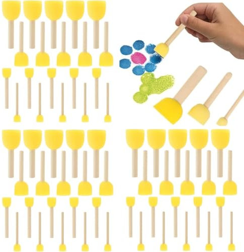 30Pcs Foam Brush,Sponge Brush Round Sponge Stippler Paint Tools for Graffiti, Round Sponges Brush Set, Washable Foam Paint Brushes for Arts And Crafts DIY Painting(4 Sizes)
