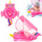 Flotador de natación para bebé recién nacido de 3 a 12 meses, anillo inflable de unicornio rosa intenso con asiento de toldo para el sol, cola antideslizante, anillo de natación flotante para bebés y